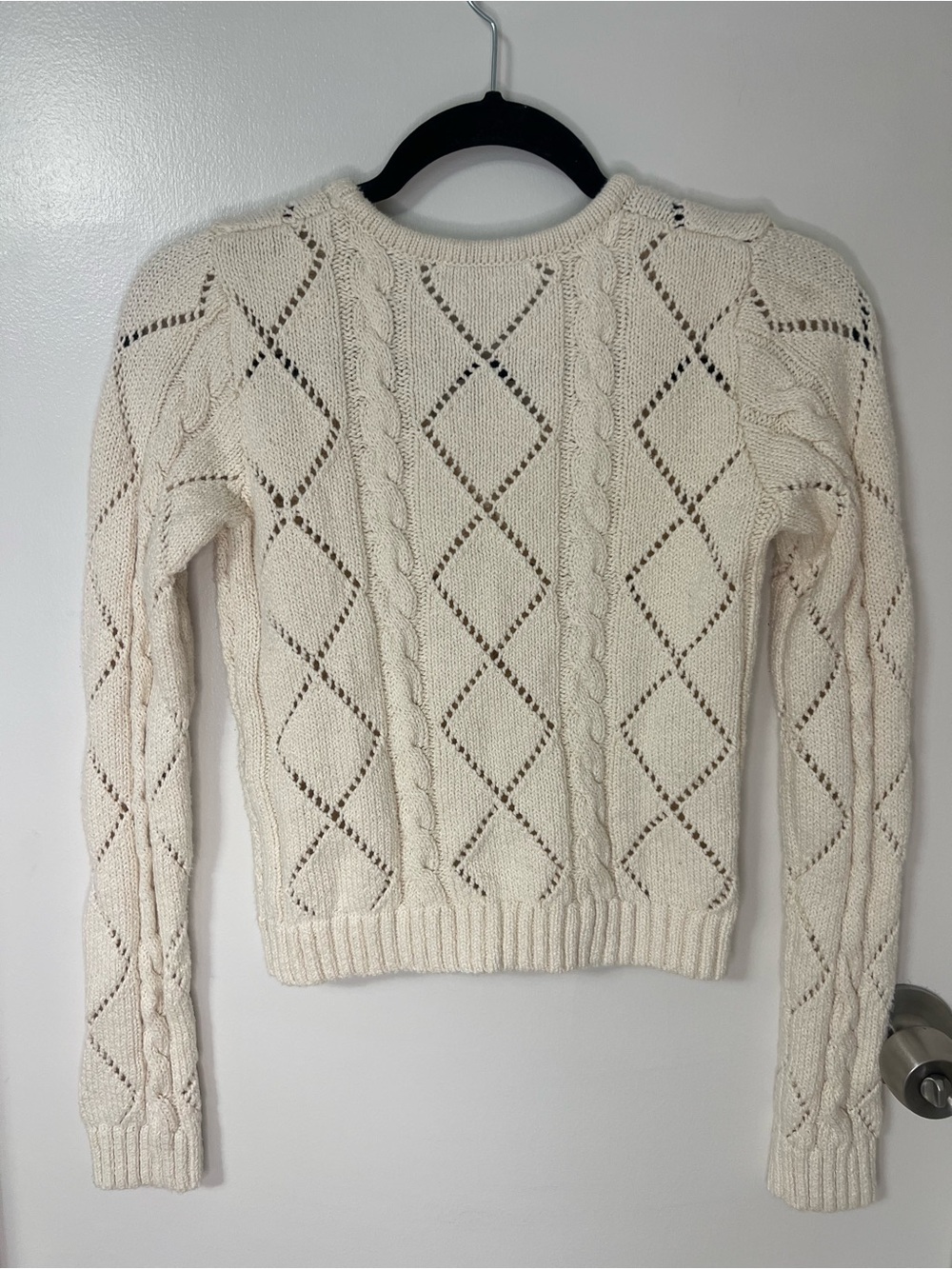 Brandy Melville Cream Cable Knit V-Neck Sweater Cardigan Minimalist Cottage - Picture 6 of 9